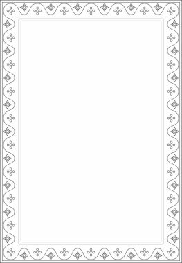 Vektör siyah çizgi kare gotik süs. Orta Çağ Avrupa dikdörtgeni, sınır. Klasik Almanların, Açılar, Saksonlar, Franklar.