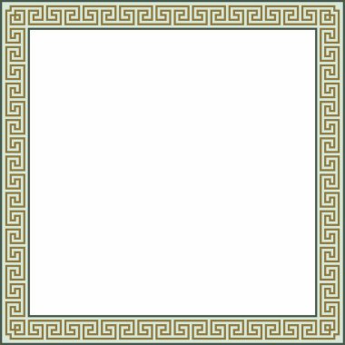 Vektör renkli klasik Yunan kare süsü. Antik Yunan ve Roma İmparatorluğu dikdörtgeni. Bizans duvarları, zemin ve tavan resimleri. Avrupa saraylarının dekorasyonu