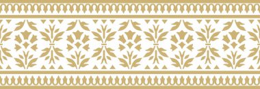 Sonsuz altın Türk ulusal süsü. Kusursuz tabure, çerçeve. Seljuk Türklerinin etnik çiçek desenleri. Sultan 'ın sarayının dekorasyonu.