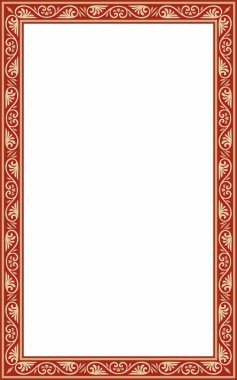 Vector gold and red square classic byzantine ornament. Rectangle, border, Ancient Greece, Eastern Roman Empire frame. Decoration of the Russian Orthodox Churc clipart