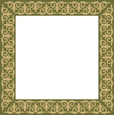 Yeşil kare Kazak ulusal süsü olan vektör altın. Büyük Steppe 'deki insanların etnik kalıpları