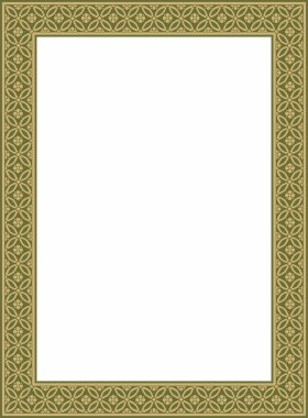 Yeşil Çin dikdörtgenli, çerçeveli bir vektör altın. Doğulu insanların kare süslemeleri, Kore, Tayvan, Çin, Hong Kong, Endonesi