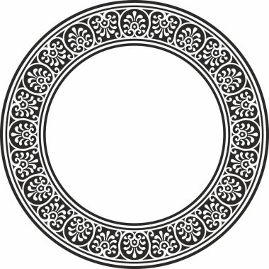 Siyah monokrom kenarı, çerçeve, Pompeii halkası. Çember Napoli süsü. Antik Roma Sanatı