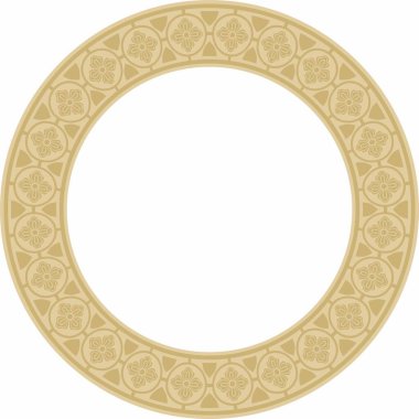 Vector golden round gothic ornament. Medieval European circle, ring, border. Classic pattern of the Germans, Angles, Saxons, Franks clipart