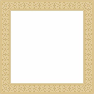 Vektör altın kare klasik Rönesans süsü. Dikdörtgen, Avrupa sınırı, canlanma biçimi çerçevesi