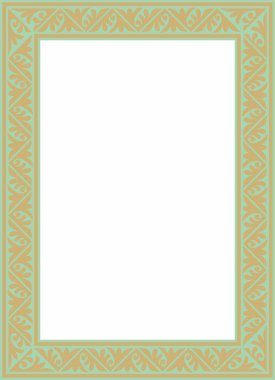 Yeşil kare klasik Bizans süslemeli vektör altın. Dikdörtgen, sınır, Antik Yunan, Doğu Roma İmparatorluğu çerçevesi. Rus Ortodoks Kilisesi Dekorasyonu