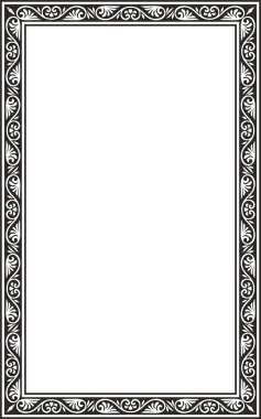 Siyah vektör tek renkli kare şablon klasik Bizans süsü. Dikdörtgen, sınır, Antik Yunan, Doğu Roma İmparatorluğu çerçevesi. Rus Ortodoks Kilisesi Dekorasyonu