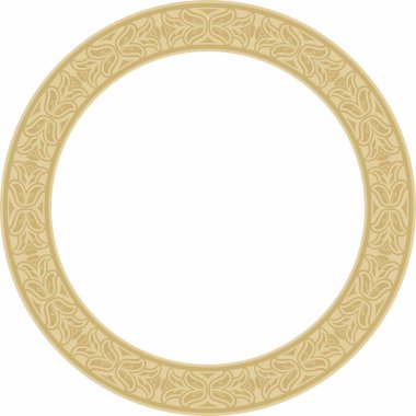 Avrupa altın süsü etrafında vektör. Sonsuz düzen, çember, Orta Çağ 'ın yüzüğü. Diriliş sınırı. Sarayların ve kiliselerin dekorasyonları