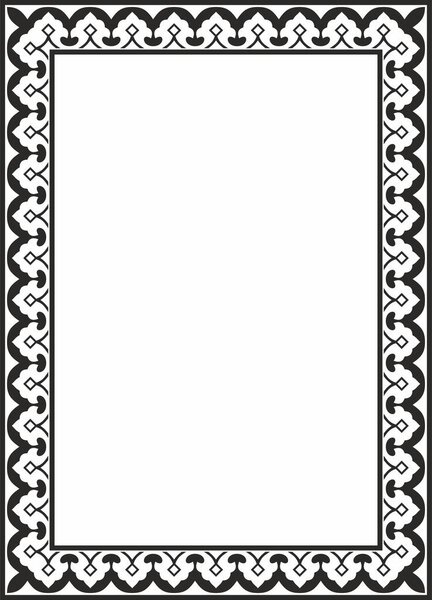 Vector square monochrome black national Persian ornament. Rectangle, frame, border, ethnic pattern of the peoples of Iran, Iraq, Tajikista