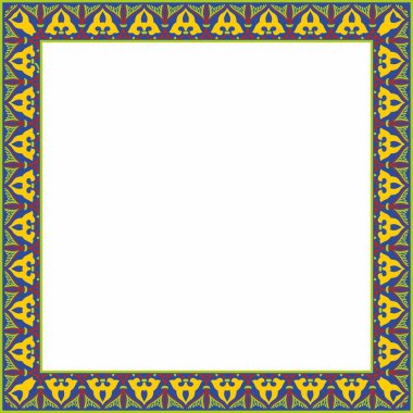 Vektör renkli Arap ulusal kare süsü. Etnik dikdörtgen, doğu halkları çerçevesi. Farsça resim