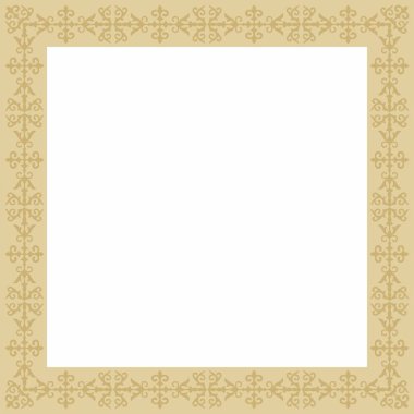 Vektör altın kare Kazak ulusal süsü. Büyük Steppe 'deki insanların etnik kalıpları