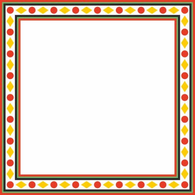 Vektör karesi renkli eski Rus süsü. Slav dikdörtgeni, sınır, çerçeve. Kraliyet odalarının resimleri.