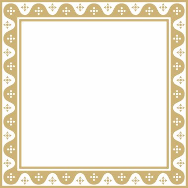 Vektör altın kare gotik süs. Orta Çağ Avrupa dikdörtgeni, sınır. Klasik Almanların, Açılar, Saksonlar, Franklar.