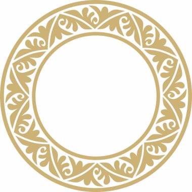 Vector Golden Round klasik Bizans süsü. Çember, halka, sınır, Antik Yunan, Doğu Roma İmparatorluğu çerçevesi. Rus Ortodoks Kilisesi Dekorasyonu