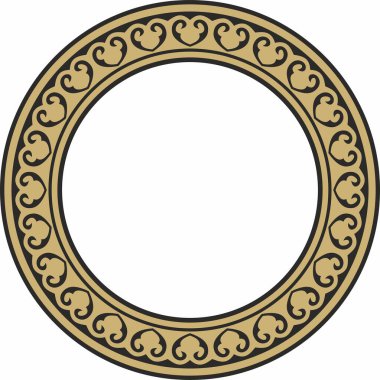 Vektör altın ve siyah yuvarlak klasik Bizans süsü. Çember, halka, sınır, Antik Yunan, Doğu Roma İmparatorluğu çerçevesi. Rus Ortodoks Kilisesi Dekorasyonu