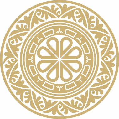 Vector Golden Round klasik Bizans süsü. Çember, halka, sınır, Antik Yunan, Doğu Roma İmparatorluğu çerçevesi. Rus Ortodoks Kilisesi Dekorasyonu