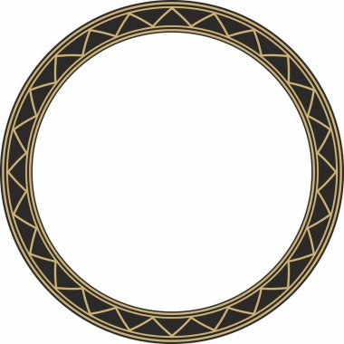 Vector gold and black round Yakut ornament. Endless circle, border, frame of the northern peoples of the Far East. clipart