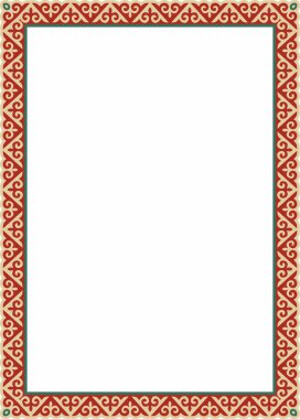 Vektör renkli kare Kazak ulusal süsü. Büyük Steppe 'deki insanların etnik kalıpları