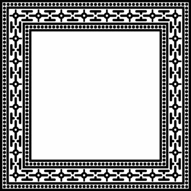 Vektör karesi siyah monokrom antik Rus süsü. Slav dikdörtgeni, sınır, çerçeve. Kraliyet odalarının resimleri.