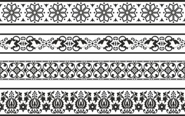 Sonsuz siyah monokrom antik Rus süsü. Kusursuz Slav sınırı, çerçeve. Kraliyet odalarının resimleri.