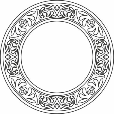 Siyah çizgili vektör klasik Bizans süsü. Çember, halka, sınır, Antik Yunan, Doğu Roma İmparatorluğu çerçevesi. Rus Ortodoks Kilisesi Dekorasyonu