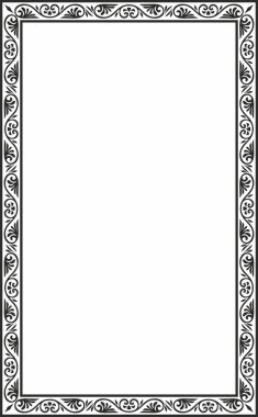 Siyah vektör tek renkli kare şablon klasik Bizans süsü. Dikdörtgen, sınır, Antik Yunan, Doğu Roma İmparatorluğu çerçevesi. Rus Ortodoks Kilisesi Dekorasyonu