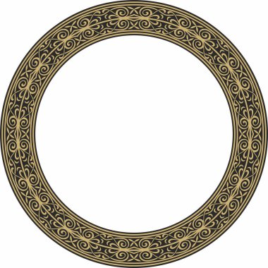 Avrupa altın ve siyah süsü etrafında vektör. Sonsuz düzen, çember, Orta Çağ 'ın yüzüğü. Diriliş sınırı. Sarayların ve kiliselerin dekorasyonları