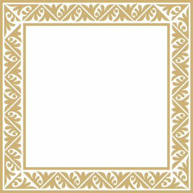 Vektör altın kare klasik Bizans süsü. Dikdörtgen, sınır, Antik Yunan, Doğu Roma İmparatorluğu çerçevesi. Rus Ortodoks Kilisesi Dekorasyonu