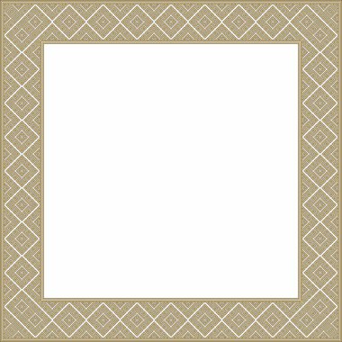 Vektör altın ve siyah kare Belarus ulusal süs çerçevesi. Slav halkları, Rus, Ukraynalı, Sırp, Polonyalı, Bulgar etnik desenli dikdörtgen. Çapraz dikiş şablonu