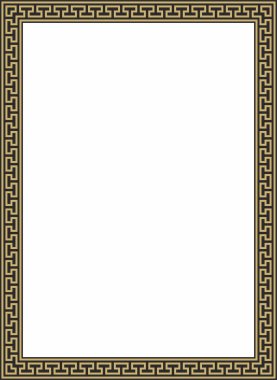 Vektör altın ve klasik Yunan kare süsü. Antik Yunan ve Roma İmparatorluğu dikdörtgeni. Bizans duvarları, zemin ve tavan resimleri. Avrupa saraylarının dekorasyonu