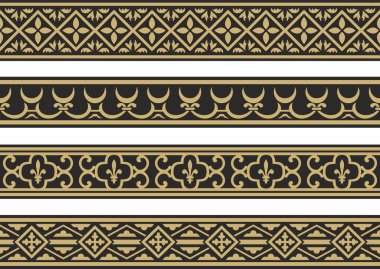 Altın ve siyah, kusursuz klasik Rönesans süsü. Bitmeyen Avrupa sınırı, canlanma tarzı çerçevesi