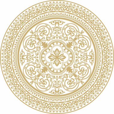 Vector Golden Round klasik Bizans süsü. Çember, halka, sınır, Antik Yunan, Doğu Roma İmparatorluğu çerçevesi. Rus Ortodoks Kilisesi Dekorasyonu