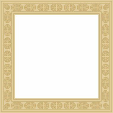 Vektör karesi Avrupa altın süsü. Dikdörtgen desen, çember, Orta Çağ yüzüğü. Diriliş sınırı. Sarayların ve kiliselerin dekorasyonları