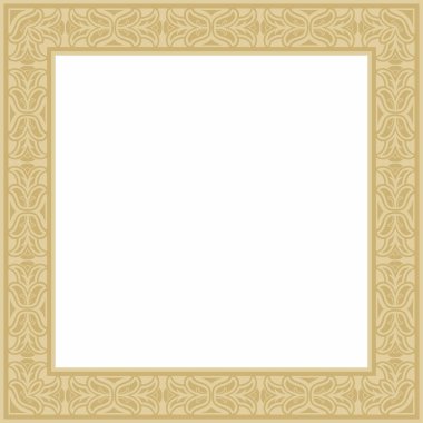 Vektör karesi Avrupa altın süsü. Dikdörtgen desen, çember, Orta Çağ yüzüğü. Diriliş sınırı. Sarayların ve kiliselerin dekorasyonları