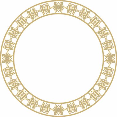 Avrupa altın süsü etrafında vektör. Sonsuz düzen, çember, Orta Çağ 'ın yüzüğü. Diriliş sınırı. Sarayların ve kiliselerin dekorasyonları