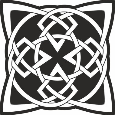 Siyah vektör tek renkli Kelt düğümü. Antik Avrupa insanlarının süsü. İrlanda, İskoçlar, İngilizler, Franklar 'ın işareti ve sembolü..