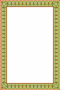 Vektör kare renkli Hint ulusal süsü. Etnik bitki sınırı. Çiçek çerçevesi. Gelincikler ve yapraklar