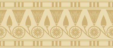 Vektörsüz altın Mısır süsü. Sonsuz sınır, Antik Mısır çerçevesi