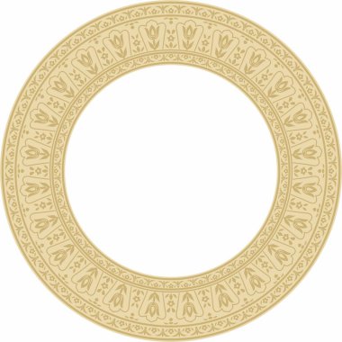 Vektör altın sarısı Türk süsü. Sonsuz Osmanlı ulusal sınırı, çerçeve, halka