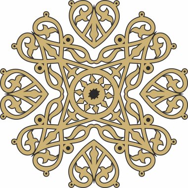 Siyah arka planda vektör altın Yakut tılsımı. Tundra 'nın kuzeyindeki insanların atalarının süsü. Tılsım, tılsım, uzun yaşam ve sonsuzluğun korunma sembolü.