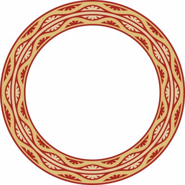 Vektör altın ve kırmızı turuncu Hint süsü. Çember, halka, sınır, etnik Hindu çerçevesi