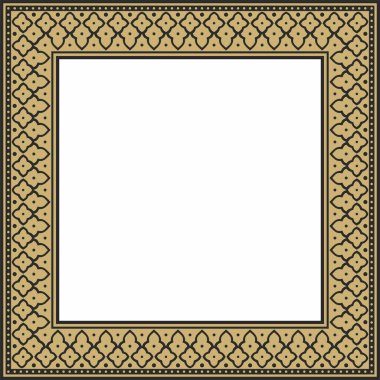 Siyah İran aksesuarlı vektör kare altın. Dikdörtgen, çerçeve, sınır, İran, Irak, Tacikistan halklarının etnik düzeni