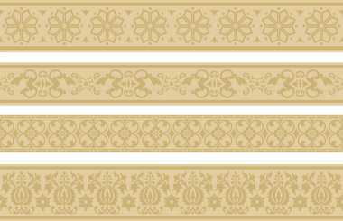 Sonsuz altın antik Rus süsü. Kusursuz Slav sınırı, çerçeve. Kraliyet odalarının resimleri.