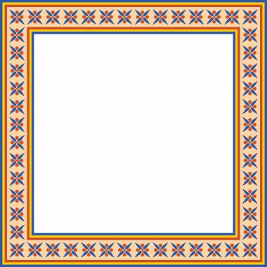 Vektör renkli kare klasik Bizans süsü. Dikdörtgen, sınır, Antik Yunan, Doğu Roma İmparatorluğu çerçevesi. Rus Ortodoks Kilisesi Dekorasyonu