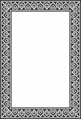 Vektör karesi Avrupa siyah monokrom süsü. Dikdörtgen desen, çember, Orta Çağ yüzüğü. Diriliş sınırı. Sarayların ve kiliselerin dekorasyonları