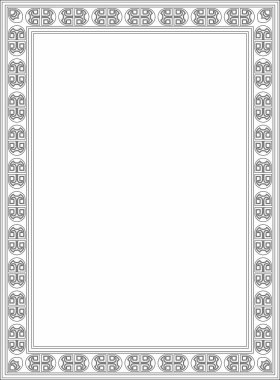 Vektör karesi Avrupa siyah taslak süsü. Dikdörtgen desen, çember, Orta Çağ yüzüğü. Diriliş sınırı. Sarayların ve kiliselerin dekorasyonları