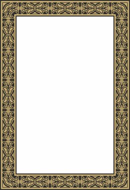 Vektör kare Avrupa altın ve siyah süs. Dikdörtgen desen, çember, Orta Çağ yüzüğü. Diriliş sınırı. Sarayların ve kiliselerin dekorasyonları