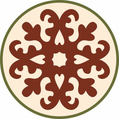 Vektör renkli kare Kazak ulusal süsü. Büyük Steppe, Moğollar, Kırgız, Kalmykler, Buryatlar 'daki insanların etnik kalıpları.