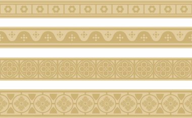 Gotik sınırların vektör altın kümesi. Ortaçağ Avrupa süsü. Klasik Almanların, Açılar, Saksonlar, Franklar.