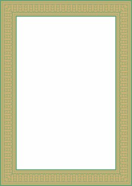 Yeşil kare Mısır aksesuarlı vektör altın. Dikdörtgen, çerçeve, eski Mısır. Nilüfer çiçekleri ve su deseni.